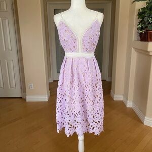 Aqua Lavender Capsule Lace Dress with Lace Accents